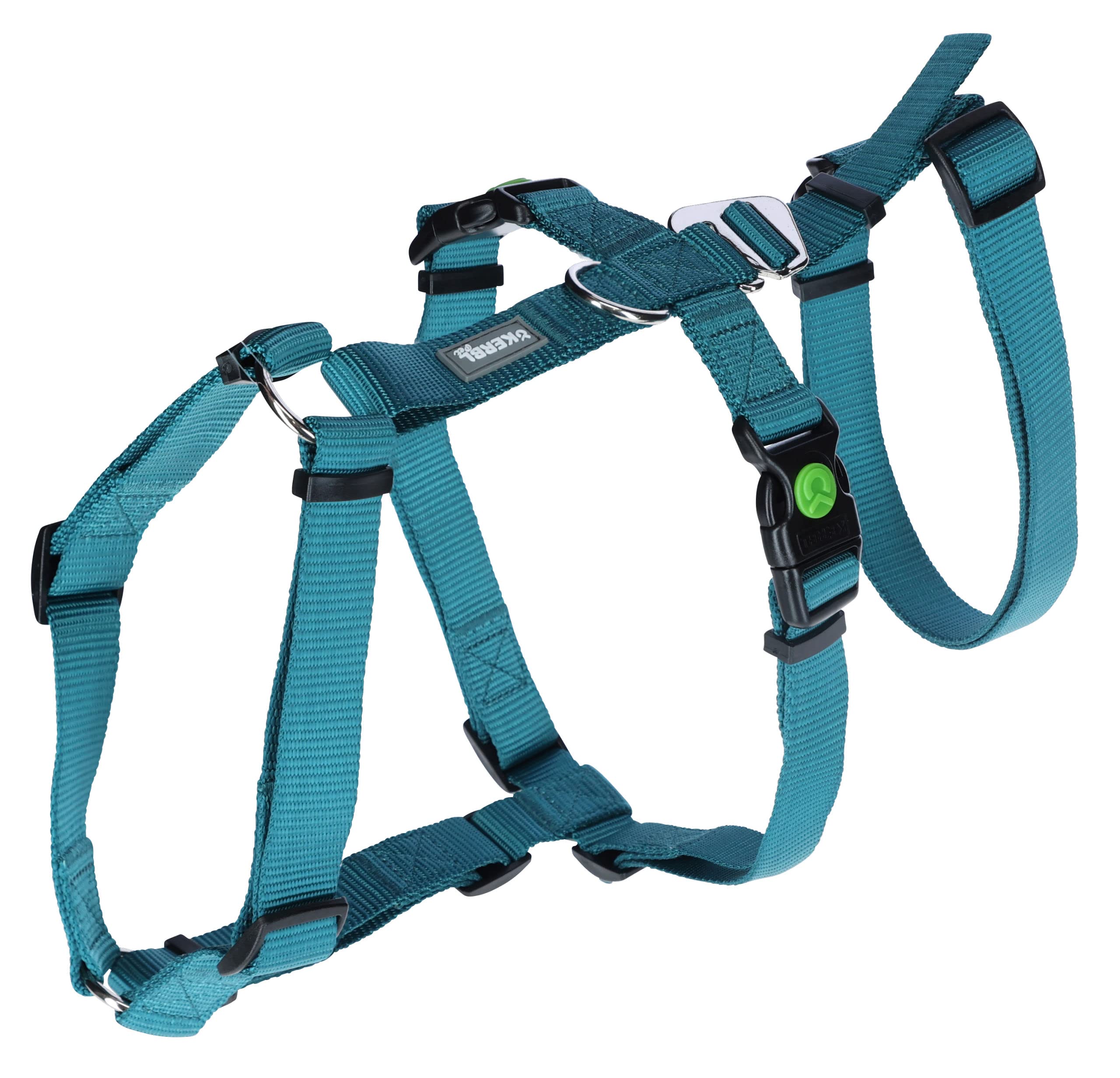 Kerbl Miami Panic Harness (Petrol, Neck Circumference 30-41 cm, Chest Circumference 42-55 cm, Waist Circumference 34-53 cm, Harness) 80041