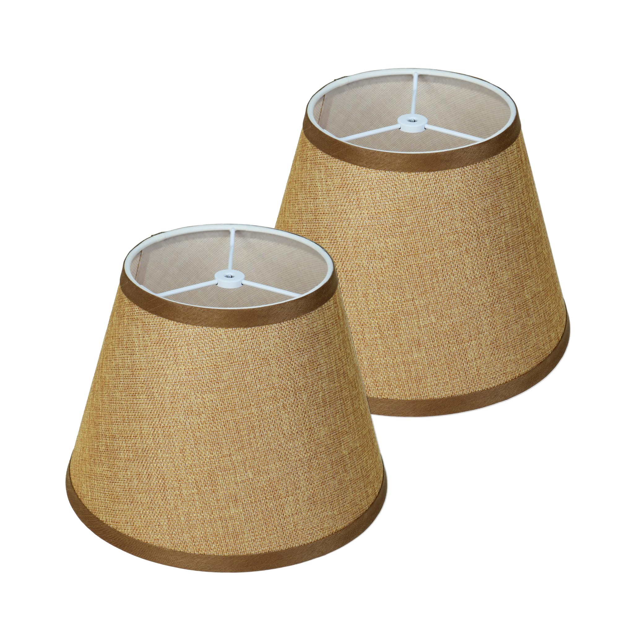 Photo 1 of 2pcs Brown Linen Small Lamp Shades, 6x10x7 inchs DOLOOTA Lampshade for Table, Floor & Wall Lamps, Spider Fitter Design, Assembly-Free, Replacement Empire Lamp Shade for Modern, Farmhouse, Ranch Decor