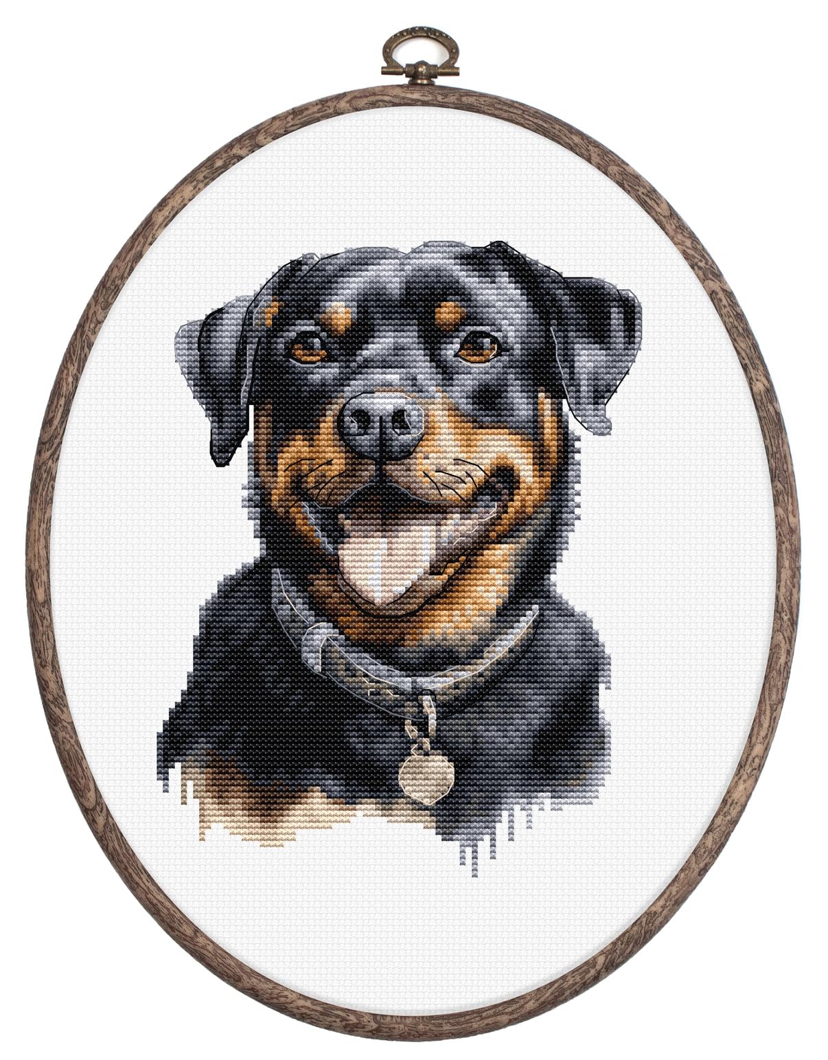 Luca-S Cross Stitch Kit with Hoop Included Rottweiler, BC229, Counted Cross Stitch Kit for Adults, Needlecraft and Embroidery Kit