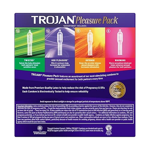 TROJAN Pleasure Pack Assorted Condoms, Lubricated Condoms, 36 Count in  Saudi Arabia | Whizz Male