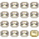 HARFINGTON 20pcs Rhinestone Embellishments Sew on Rhinestones Button Flat Back Rhinestone Buttons Gems for DIY Crafts Jewelry Making Clothes Shoes Decorations Accessories, Gold/Colorful