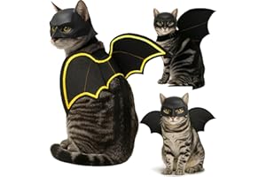 Toykee Halloween Cat Bat Wings Costume - Pet Outfits and Mask for Party Kitten Apparel for Boy Girl Funny Kitty Cosplay Dress Up Accessories