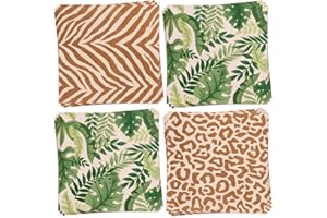 xo, Fetti Animal Print Safari Napkins - 3-ply, 24 pcs | Jungle Cocktail Napkins, Zoo Dinner Party Setting, Kids Wild Birthday Decoration, Rainforest Tablescape