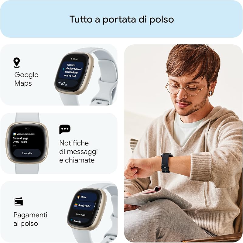Google Fitbit Sense 2 Smartwatch per fitness e benessere con GPS integrato, fino a 6 giorni di autonomia e compatibile con Compatible with iOS 15 & Android OS 9.0