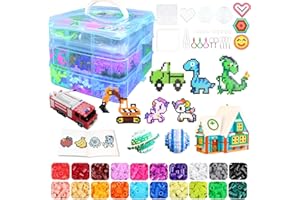 AJAZPER Fuse Beads Kit for Kids - 11000 Fuse Beads, 20 Colors 5mm Beads Craft Set with Storage Box, Pegboards, Ironing Paper and Accessories, Arts and Crafts Set Toys Gifts for Girls & Boys Birthday Christmas