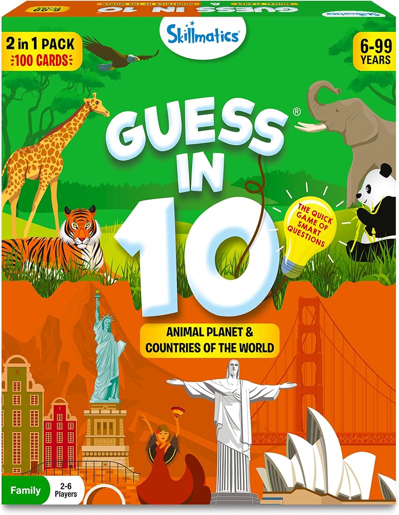 Skillmatics Guess in 10 Animals & Countries Combo Game 2-6 Players