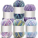 6 Pieces 50 g Christmas Crochet Yarn Multi-Colored Acrylic Yarn Hand Knitting Yarn Weaving Yarn Crochet Thread (Blue White, P