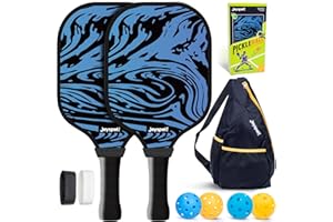 JOY SPOT! Pickleball Paddles Set of 2, Fiberglass Pickle Ball Rackets, Lightweight Paddle Set Includes 4 Outdoor Indoor Balls, 2 Grip Tapes & Carry Bag, Oversized Sweet Spot for Men, Women, Adult, Teenager