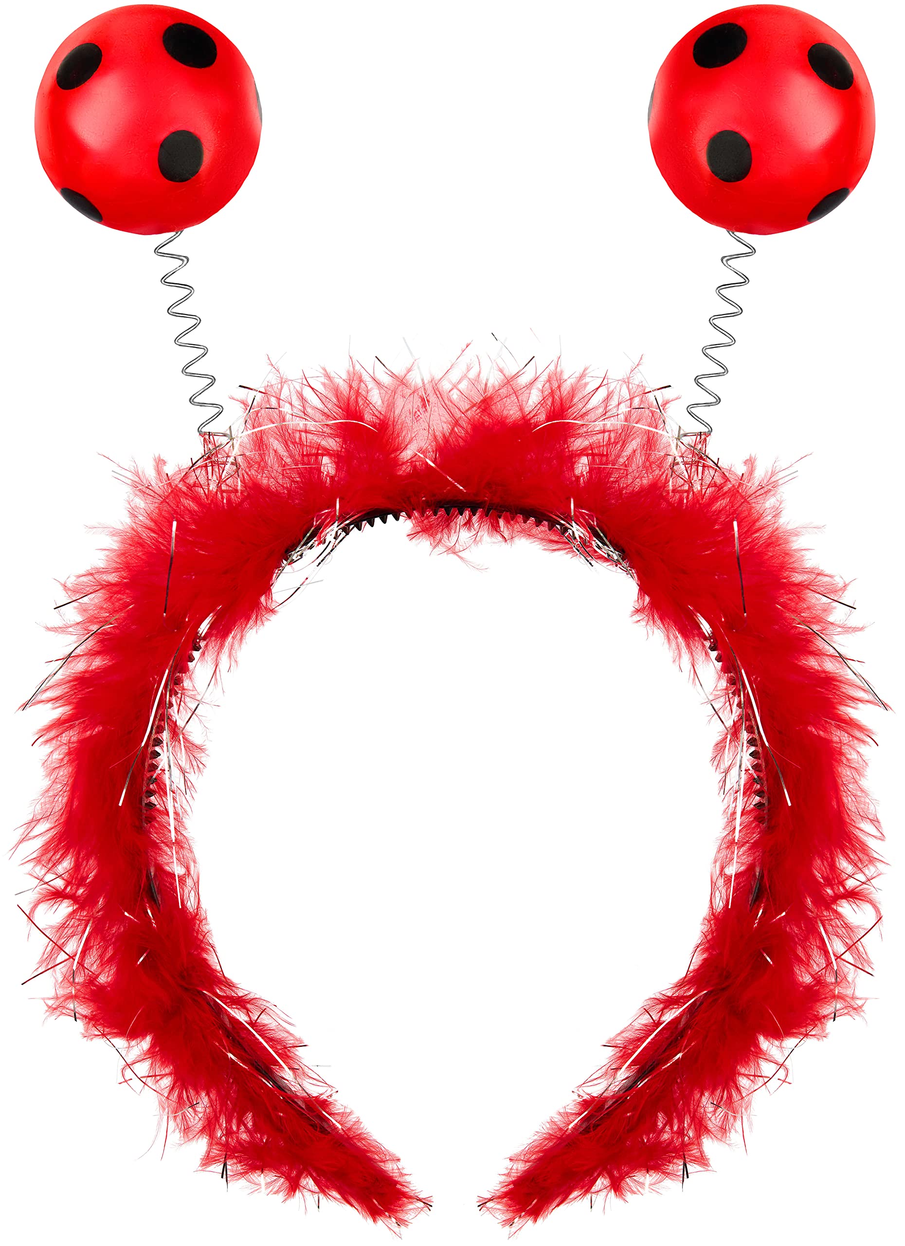 Balinco Ladybird Headband Red with Plush & Glitter Effect | Ladybug Headband | Hair Accessory | Unisex Adults, One Size, Red