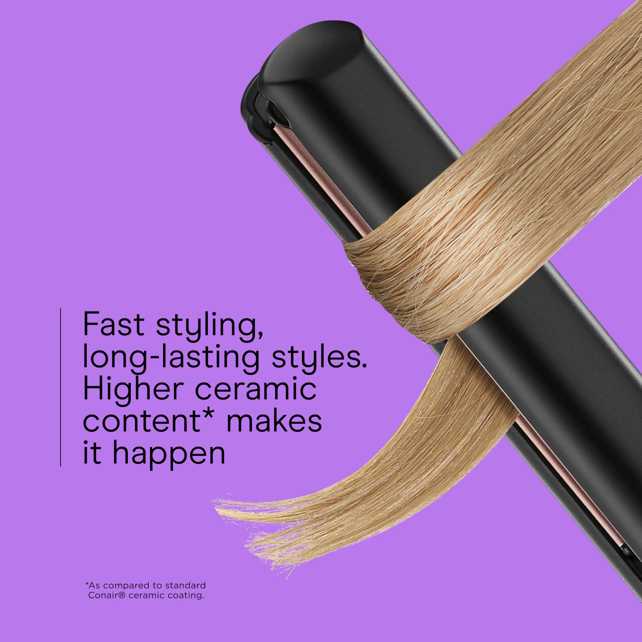 INFINITI PRO CONAIR Rose Gold Ceramic Flat Iron Hair Straightener, 1-Inch Flat Iron with Extra-Long Plates, including a Floating Plate, Advanced Heat Technology, Black