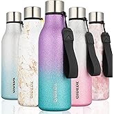 BJPKPK Insulated Water Bottles, 18 oz Stainless Steel Metal Water Bottle with Strap, BPA Free Leak Proof Jugs,Mugs,Flasks, Reusable Thermal Flasks for Sports & Travel,Sparkling Purple Green
