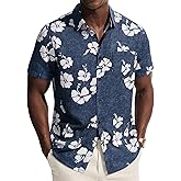 PJ PAUL JONES Mens Hawaiian Shirt Short Sleeve Button Down Shirts Casual Tropical Floral Summer Beach Vacation Shirts