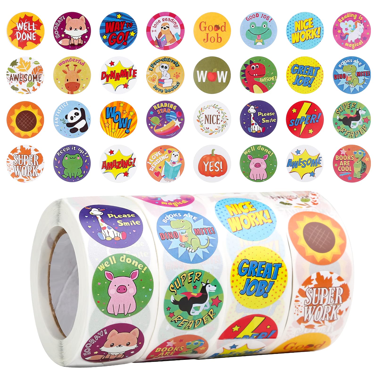 2000 PCS Superhero Reward Stickers, 4 Rolls Teacher Reward Sticker Motivational Positive School Stickers Teacher Supplies Training Stickers for Classroom Children Student Kids
