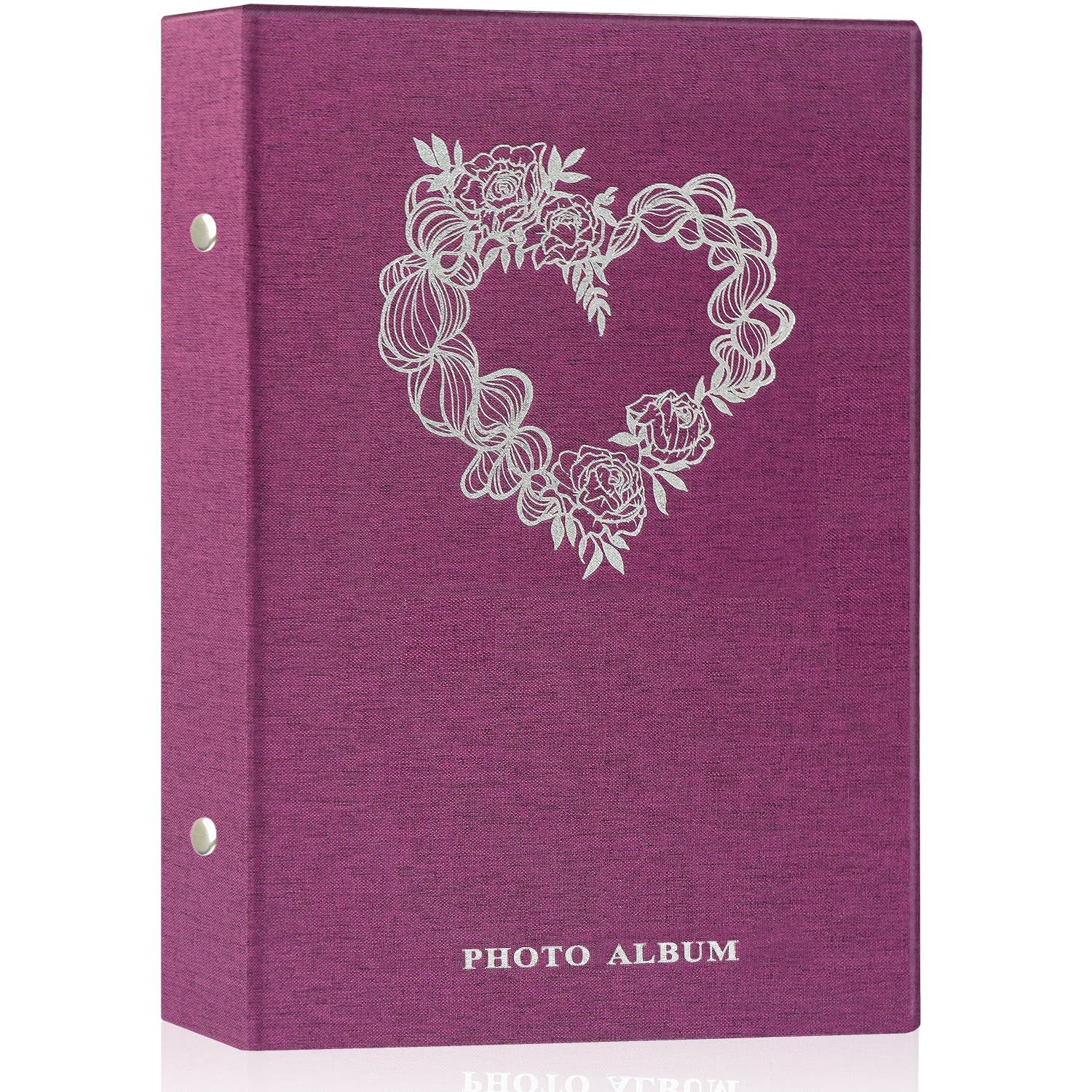 Miaikoe Photo Album 6x4 Slip in, Linen 300 Pockets Photo Albums Holds 300 Horizontal 10x15cm Photos for Family Wedding Anniversary (Purple)