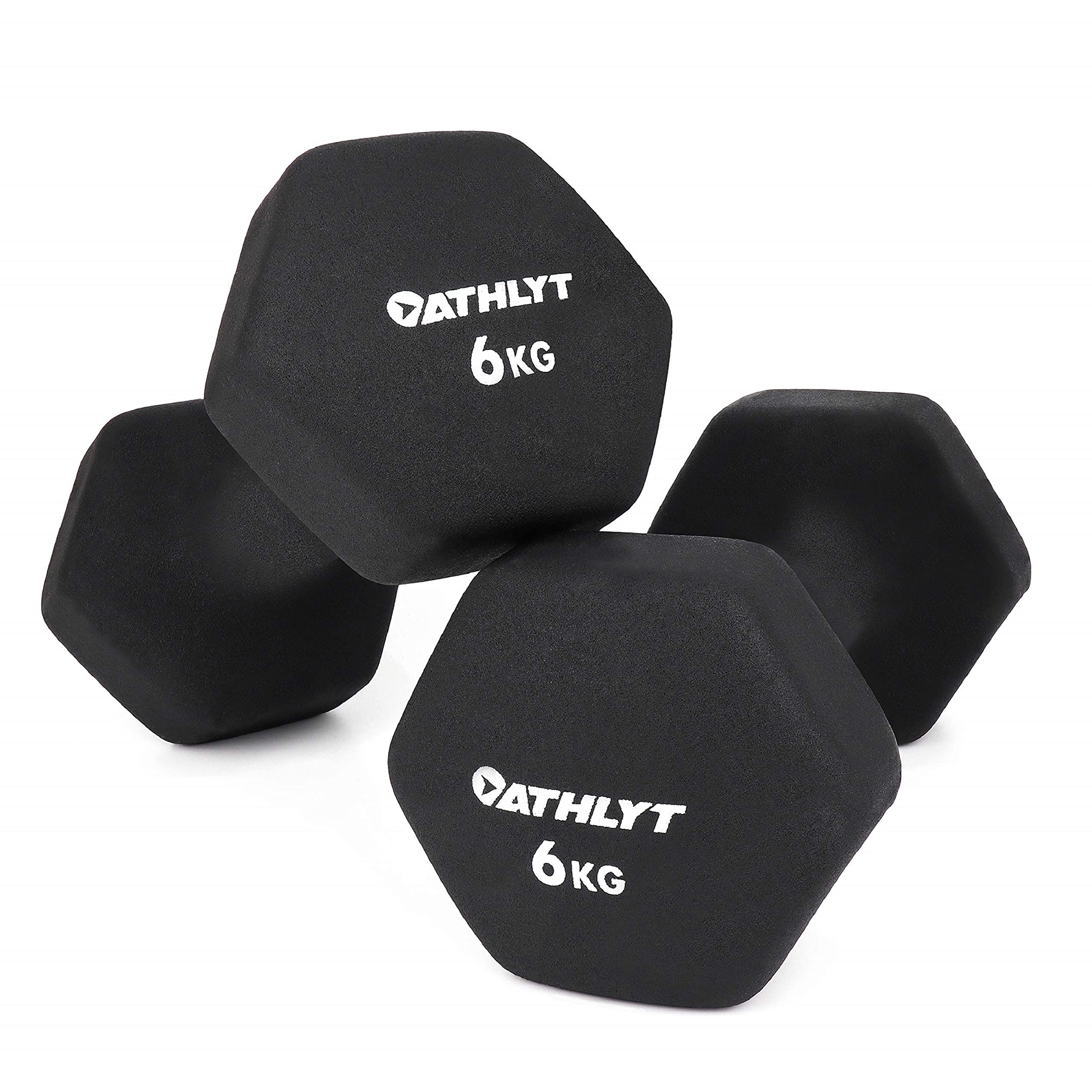 Athlyt Neoprene Dip Dumbbell Set, 2 x 6kg, Black