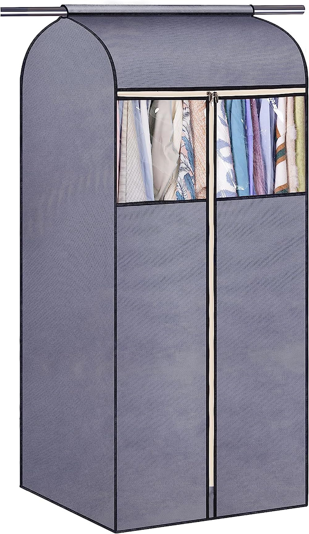 MISSLO 54" Garment Covers for Clothes Storage Hanging Suit Covers Garment Bags with Clear PVC Windows Dustproof Coats Dresses Jackets Protector for Wardrobe Rail