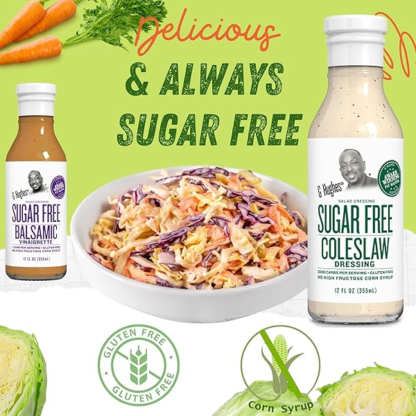 G HUGHES SUGAR FREE COLESLAW DRESSING – SUGAR FREE COLE SLAW DRESSINGS, GLUTEN FREE SALAD DRESSINGS, 0 CARB SALAD DRESSING, G HUGHES SUGAR FREE SALAD DRESSINGS, NO SUGAR ADDED – 12 OZ (3-PACK)