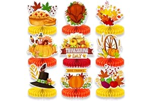 AUSHENKE Thanksgiving Centerpieces, Thanksgiving Centerpieces for Tables,Turkey Pumpkin Table Decorations for Thanksgiving Decorations, 9 Pcs
