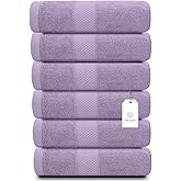 White Classic Luxury Lavender Hand Towels - Soft 100% Turkish Cotton | Highly Absorbent Hotel spa Bathroom Towel Collection | 16x30 Inch | Set of 6