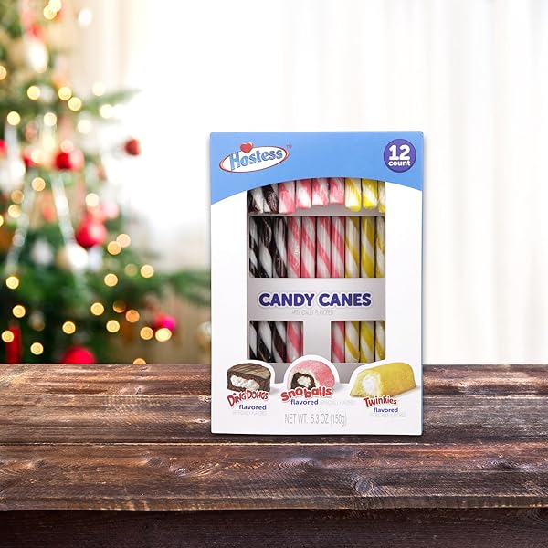 HOSTESS ASSORTED CANDY CANES – DING DONGS, SNOBALLS, AND TWINKIES FLAVORED CANDY CANES, 12 CT BOX, 5.3 OZ