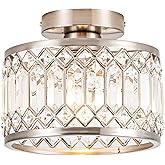 Rpzloila Crystal Ceiling Light Fixture, Modern Semi Flush Mount Ceiling Light,Crystal Chandelier for Kitchen Bedroom Bathroom