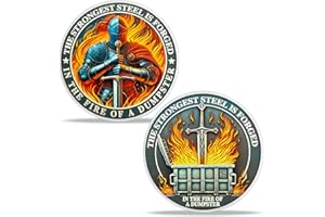 YGLLSSY Knight Dumpster Fire Coin The Strongest Steel Forged in The Fire of a Dumpster, I'm Fine Challenge Coin Job Appreciation Collectible Funny Coin Lighthearted Gifts for Friends Family
