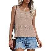 PRETTYGARDEN Womens Crochet Tank Tops 2026 Summer Spring Boho Sleeveless Cute Knit Sweater Vest Trendy Beach Vacation Clothes