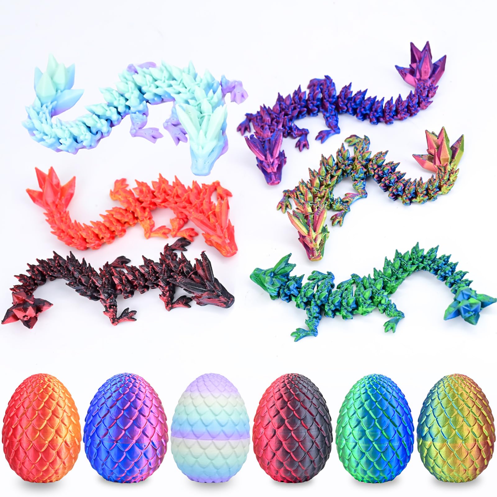 3D Printed Dragon Egg 6 Pack, Fidget Toys Kid, 3D Printed Animals Small 3D Printer Dinosaur Dino Eggs Toy Easter Gifts for Kids Boy Girls — image 1