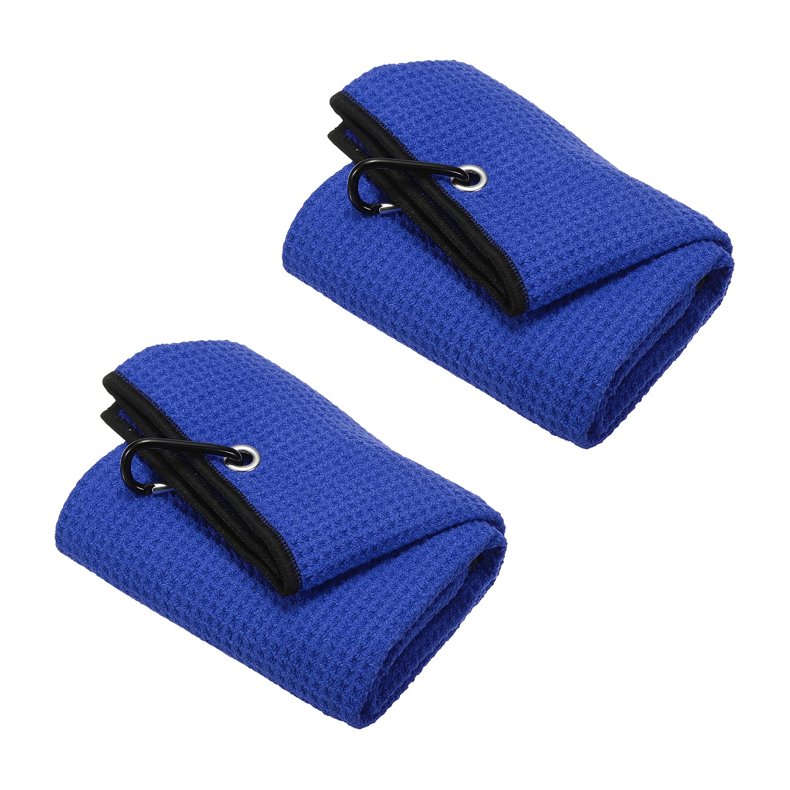PATIKIL 20"x16" Tri-fold Golf Towel, 2 Pack Microfiber Waffle Pattern Towels Absorption Soft Towel with Aluminum Clip for Golf Bags and Club, Blue
