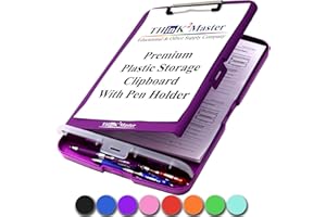 Think2Master Purple Plastic Storage Clipboard with Pencil Holder. | 25% Heavier & 25% Sturdier| Heavy Duty. Must Have for Nurses, Teachers & Classrooms.
