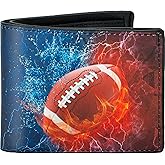 Boys Wallet for Kids, Cool Football Bifold Rfid Blocking Leather Wallet 4 5 6 7 8 9 10 11 12 Ages, Novelty Kids Wallet with Zipper Coin Pocket for Boys Teen Girls Birthday Christmas Gifts