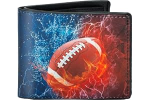 FONWILL Boys Wallet for Kids, Cool Football Bifold Rfid Blocking Leather Kids Wallet for Boy Ages 5-7 8-10 10-12, Christmas Birthday Gift for 3 4 5 6 7 8 9 10 11 12 Year Old Boys Teen Girls