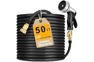 CYCODO Expandable Garden Hose 50FT,2024 New Patented Water Hose,Retractable Garden Hose with 10 Function Spray Nozzle,Flexible Garden Hose with 40 Layers Nano Rubber,Lightweight,Leak-Proof Water Pipe(Black)