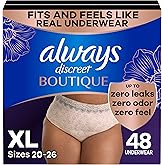 Always Discreet Boutique Underwear, XL, Rosy, 48 Count