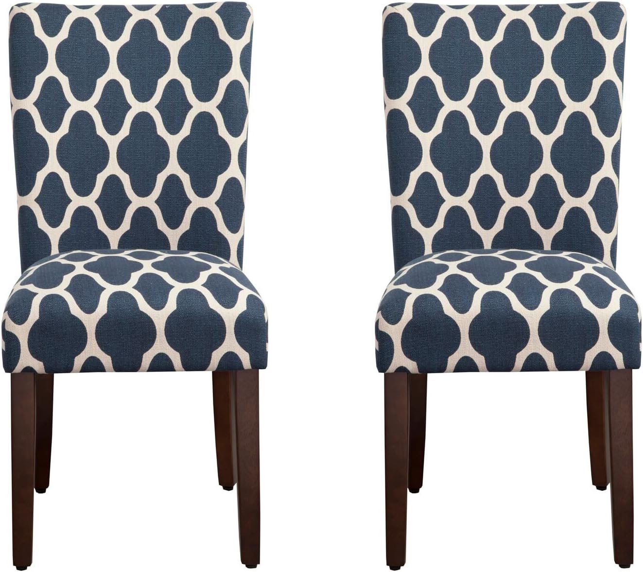 HomePop Parsons Classic Upholstered Accent Dining Chair, Set of 2, Navy and Cream Geometric - - Chairs