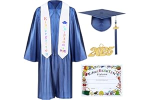 Mukum Kindergarten Graduation Cap and Gown Set with Tassel 2025 Charms Graduations Stoles for Kid Preschool