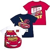 Disney Boys' Lightning McQueen Cars 3-Pack Short Sleeve T-Shirts