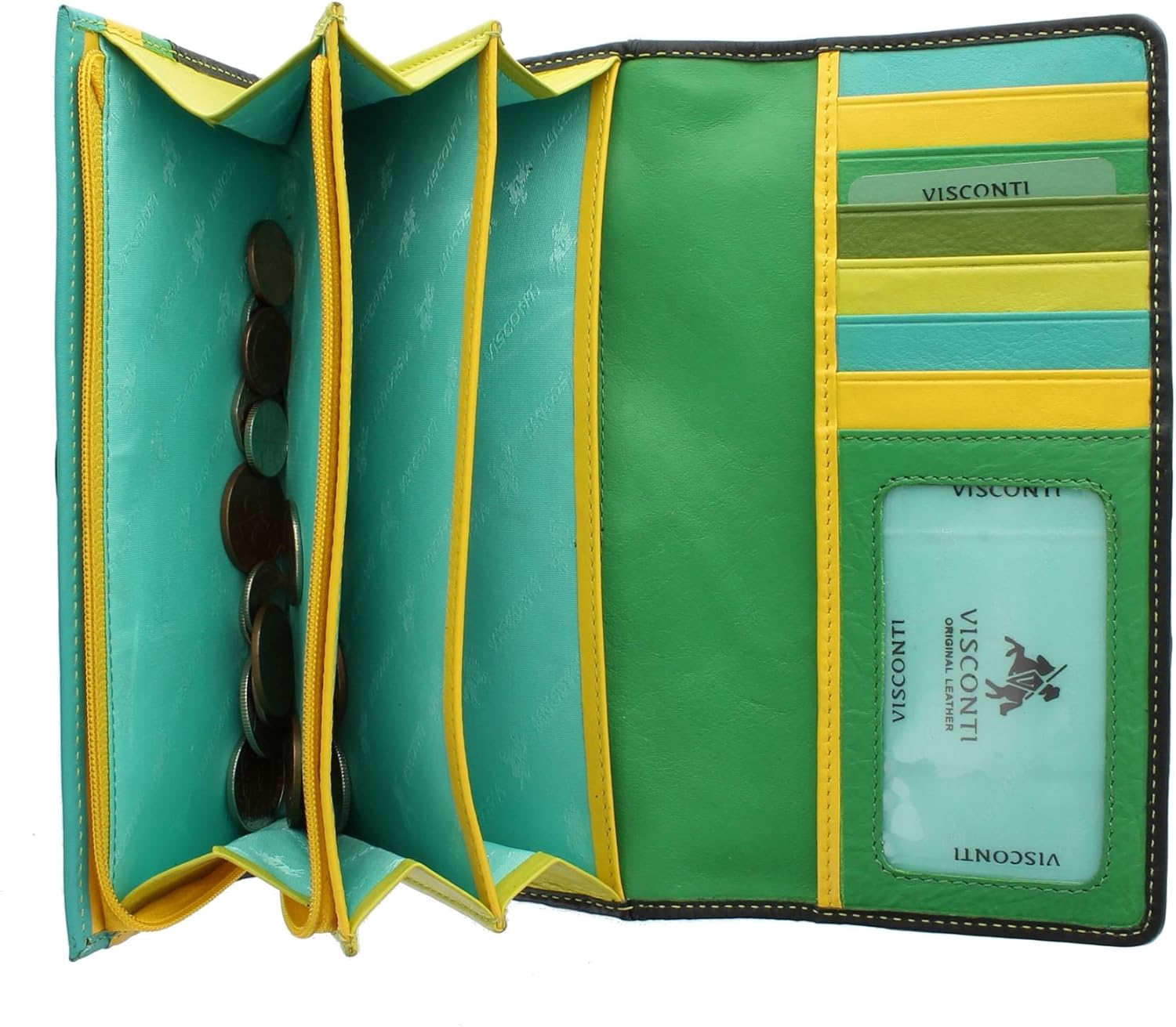 VISCONTI Polka Collection Neptune Ladies Leather Purse with Tab Closure RFID Blocking P2 Lily Pad - Image 5