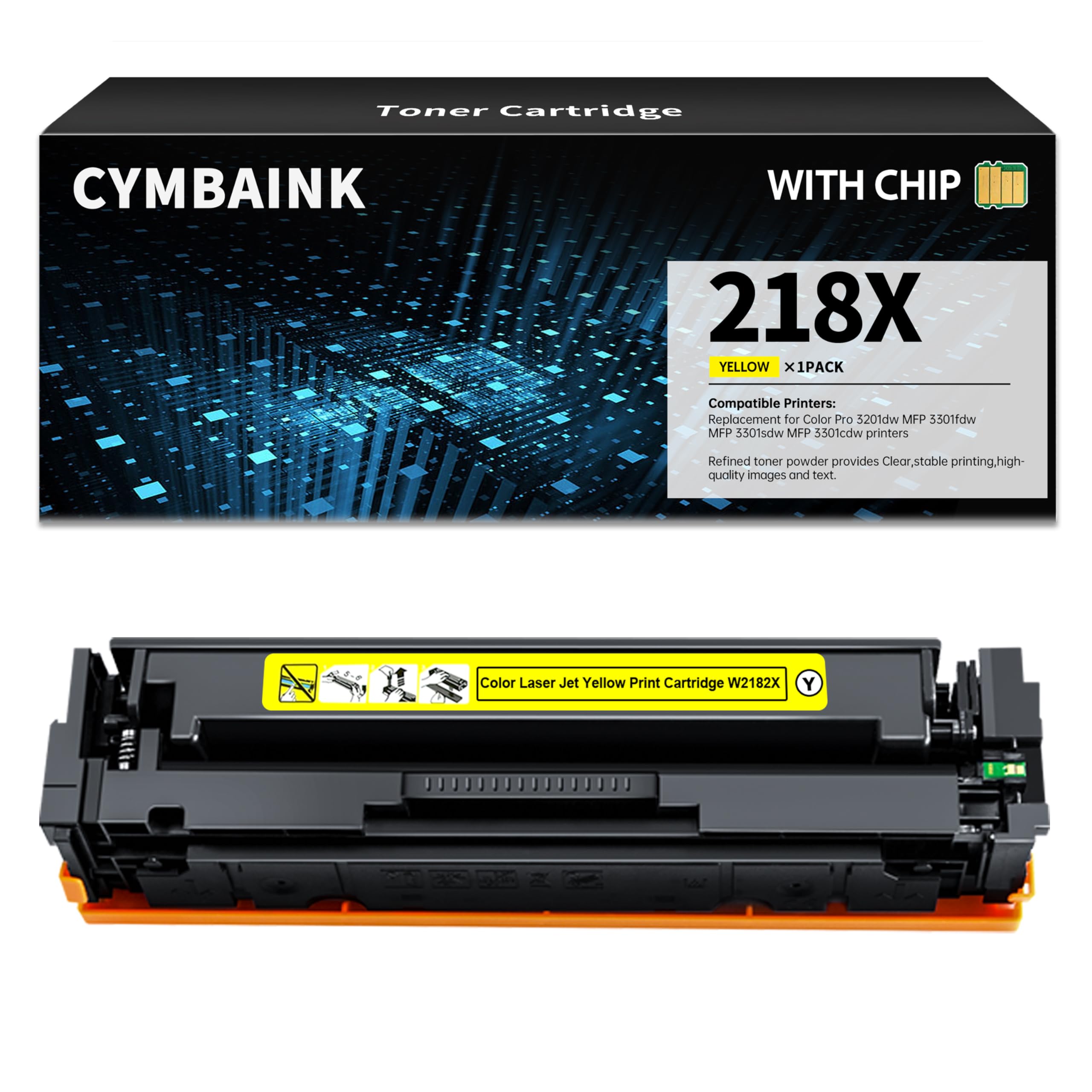 Photo 1 of 218A Toner Cartridge Replacement for HP 218A 218X Toner for Color Pro 3201dw; Color Pro MFP 3301cdw 3301fdw 3301sdw Printers (Yellow)