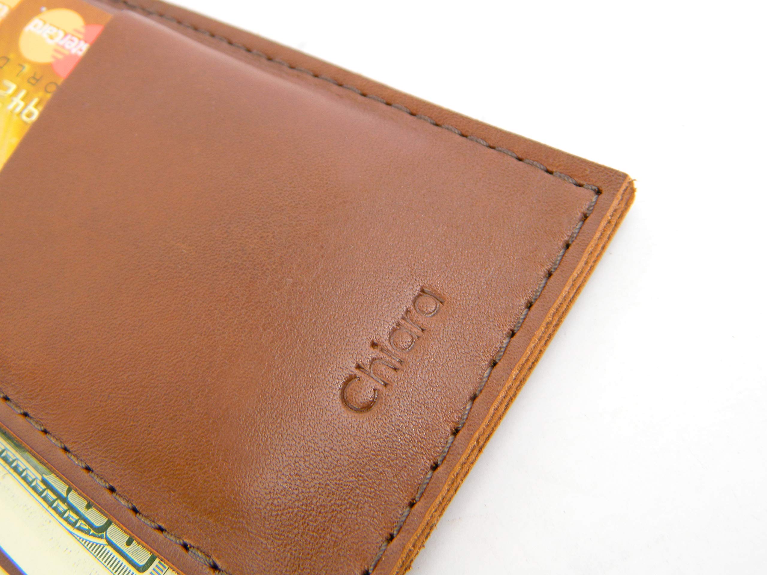 Chiara Collection Men\'s, Women\'s Genuine Leather Long Wallet Card Holder Phone Case (Brown)