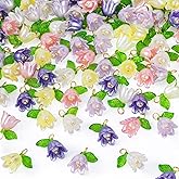 Joez Wonderful 50pcs Flower Charms for Jewelry Making, Acrylic Floral Earring Jewelry Charms Pendants Leaf Beads for DIY Crafts Necklaces Earrings Findings Making Spring Summer 5 Colors