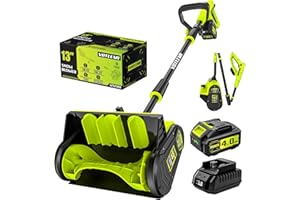 VOTLEMI 40V Cordless Snow Shovel, 13 Inch 4.0Ah Electric Snow Shovel with Directional Plate, Brushless Cordless Snow Blower for Pathway, Patio, Deck, Driveway, Green