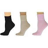 3 Pack Women’s Ankle Socks - Organic Cotton Crew Seamless Toe Socks - Soft Non‑Binding Cuff Best for Sensitive Feet-Size 4-10