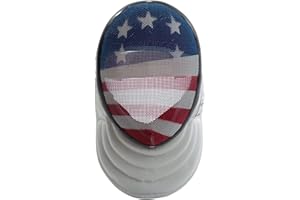 AMERICAN FENCING GEAR Epee Fencing Sport Mask - CE350N Certified National Grade with Padded Bib - Anti-Glare Finish - Adjustable Strap - USA Flag Pattern