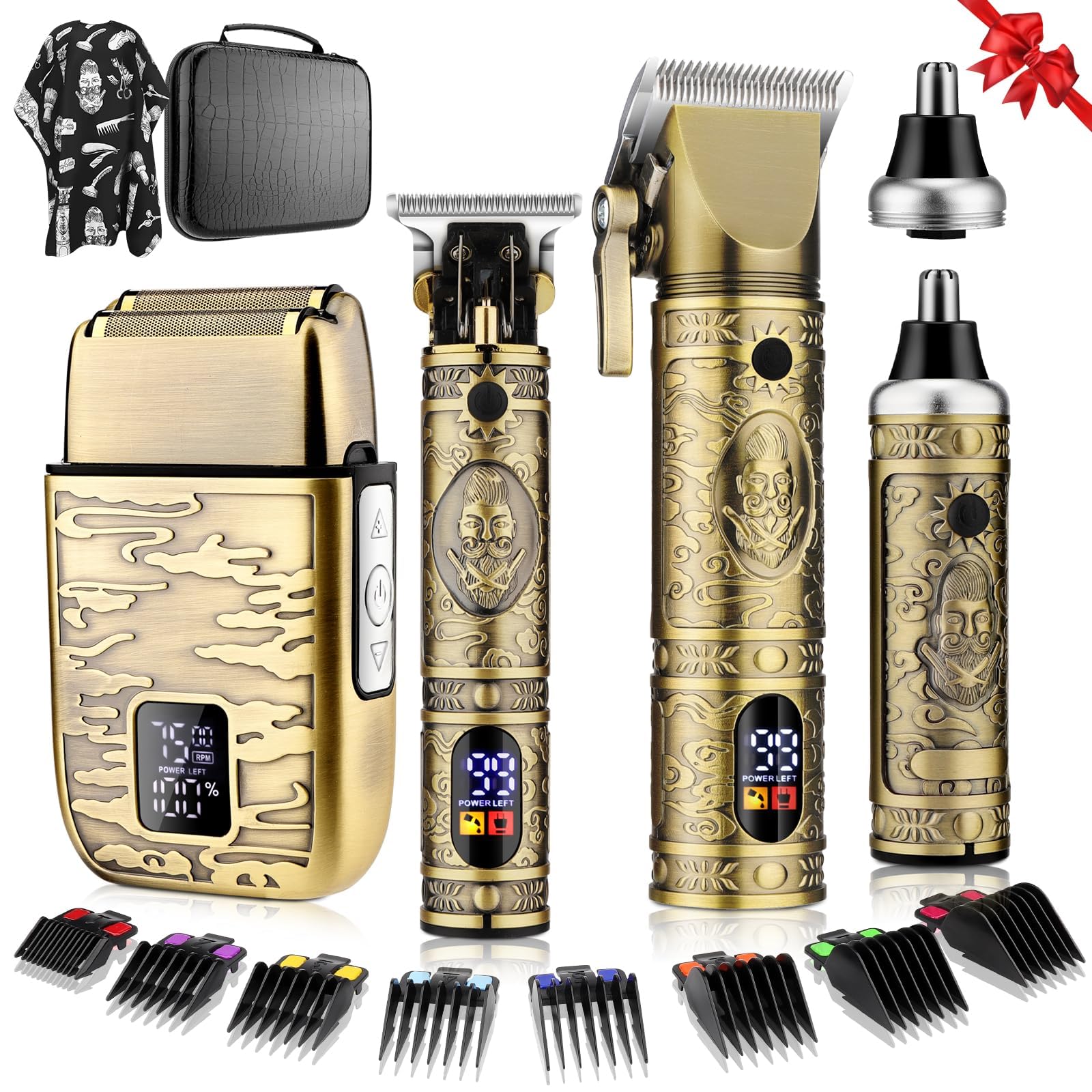 Misuke Cordless Men's Hair Clippers, T-Blade Trimmer, Nose Hair Trimmer, Electric Shaver Set, Professional Metal Body Men's Shaver Haircut Grooming Kit with LCD Display,for Gifts