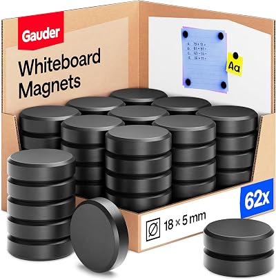 GAUDER Magnets for Whiteboard, Fridge & Notice Board – 62 Pieces 18x5 mm