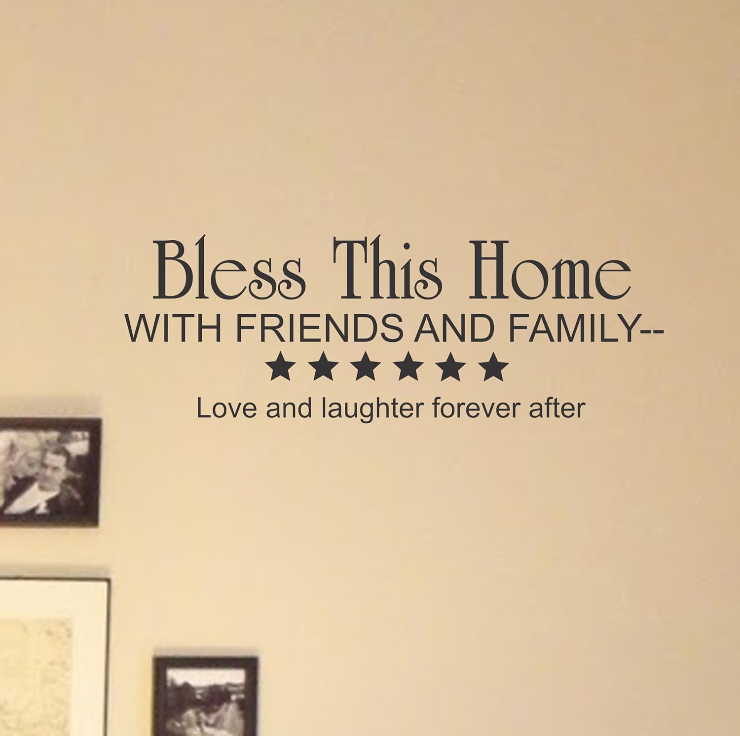 Amazon Com Bless This Home With Friends And Family Love And Laughter Forever After Vinyl Wall Decals Quotes Sayings Words Art Decor Lettering Vinyl Wall Art Inspirational Uplifting Kitchen Dining