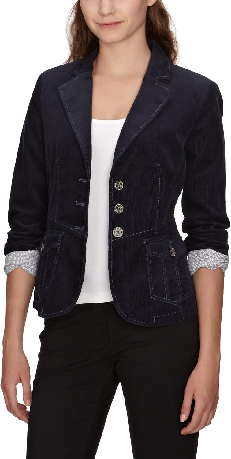 TOM TAILOR Damen Blazer, 39000560070/casual Cord Blazer, Gr. 34, Blau