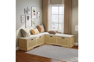 WTWEGMDGE L Shape Storage Bench, Kitchen Breakfast Nook Bench, L Shaped Bench,Backless Corner Bench Nook with Storage,for Entryway,Dining Room,Kitchen (Wood)