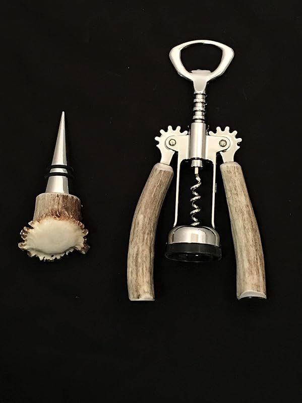 Antler Crown Bottle Stopper and Antler Handled Corkscrew